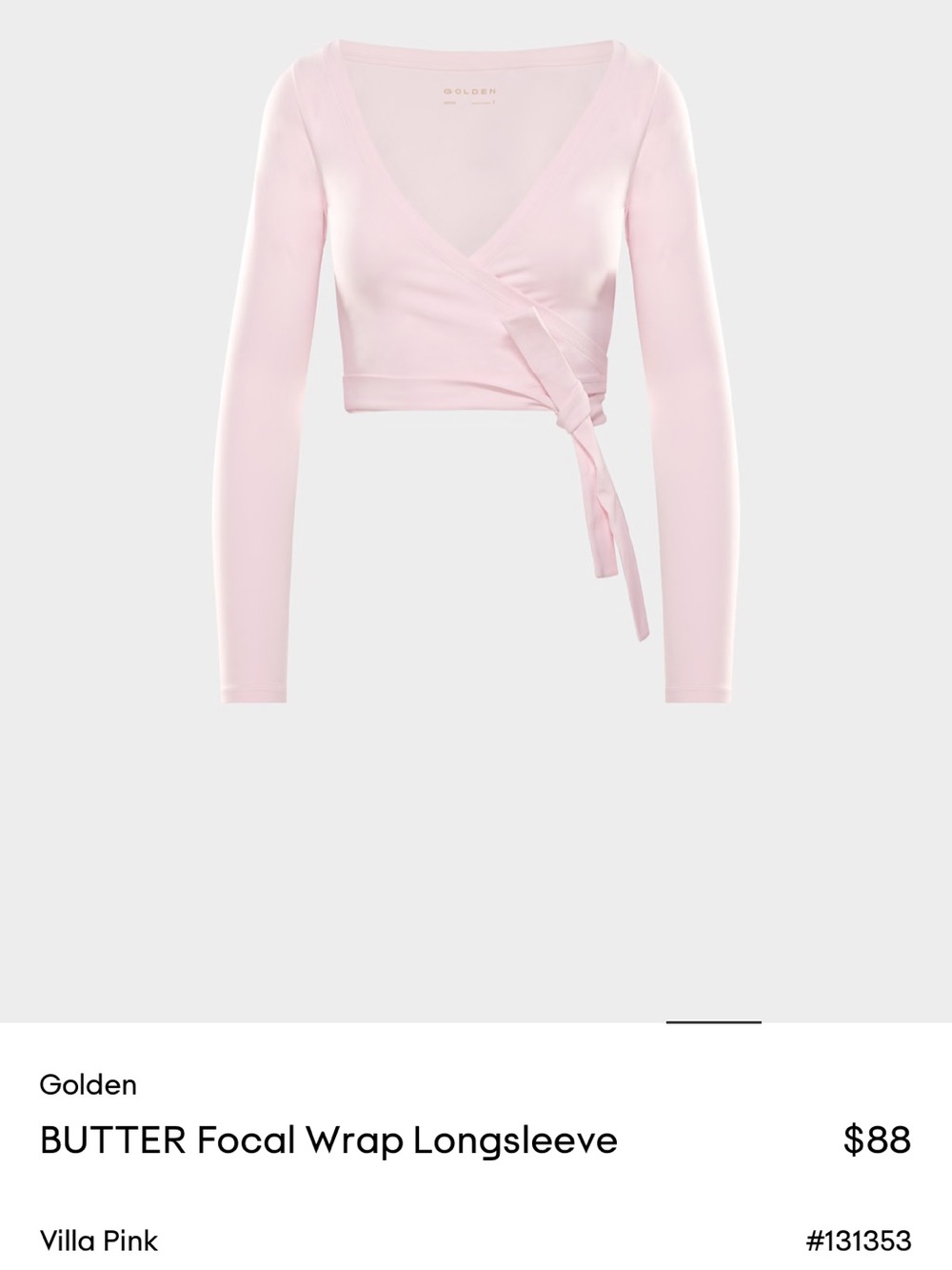 Aritzia Golden BUTTER Focal Wrap Longsleeve, size XS